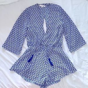 Olivaceous Blue Quarter Sleeve Romper XS